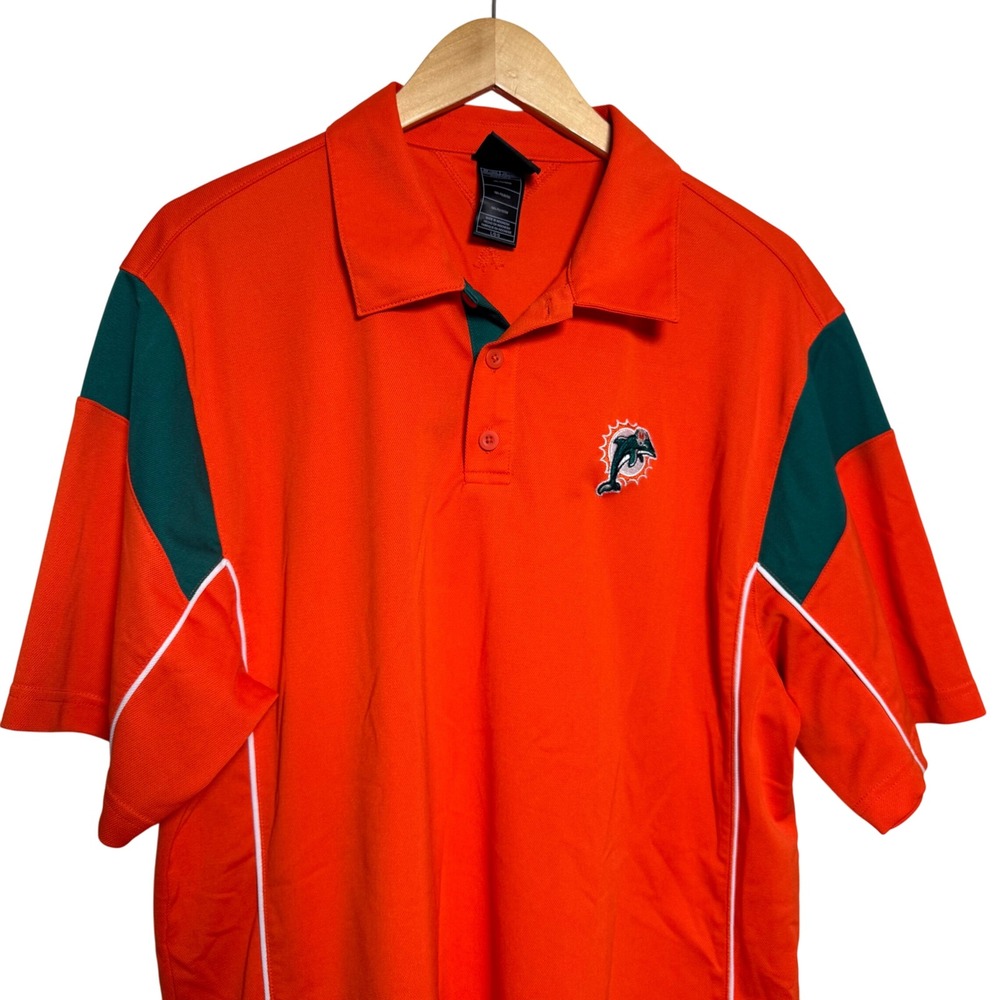 Miami Dolphins Mens Polo Large NFL Team Apparel Shirt‎ Orange Embroidered